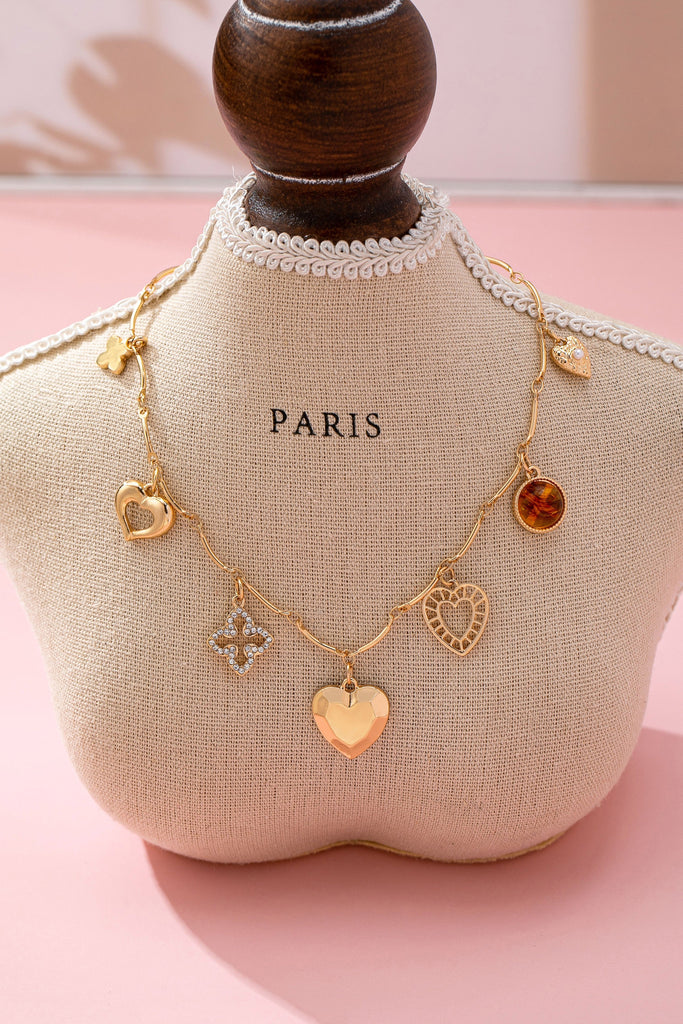 CHARM NECKLACE-HEARTS CLOVER STONE | 80N92688