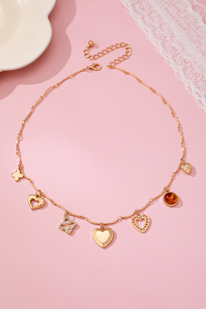 CHARM NECKLACE-HEARTS CLOVER STONE | 80N92688