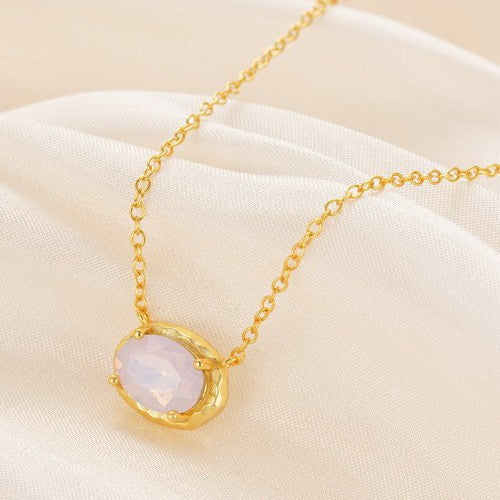 OVAL GEMSTONE CHARM PENDANT NECKLACE | 40NK9661