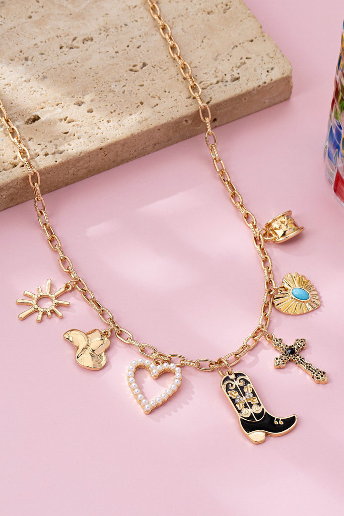 Western Charm Necklace - Boot cross heart | 80N92712