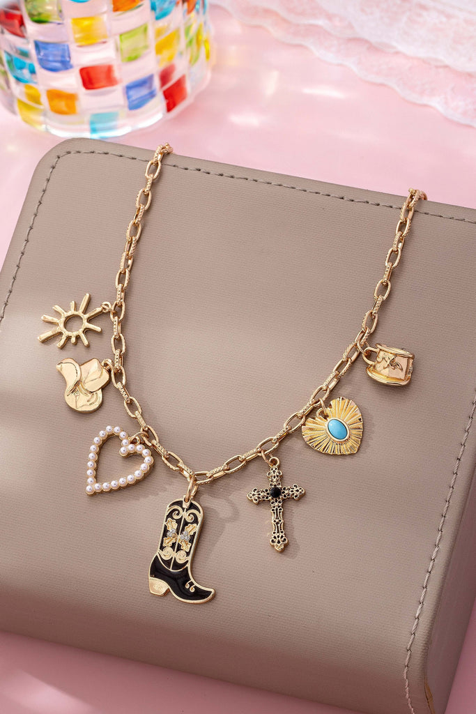 Western Charm Necklace - Boot cross heart | 80N92712