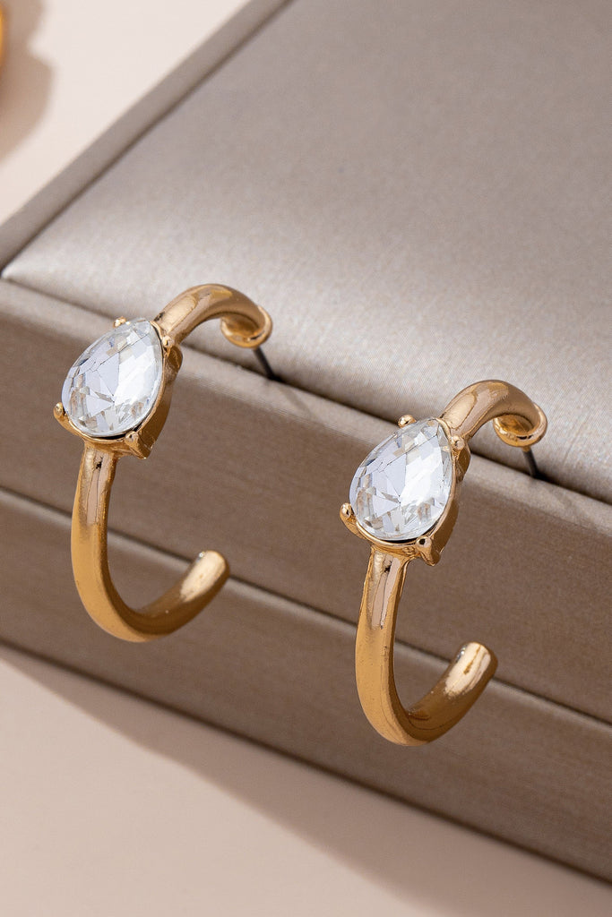 Solitaire Crystal Gold Hoop Earrings | 80E61640
