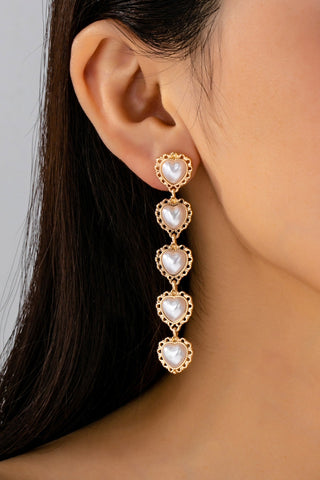 Pearl Heart Cascade Drop Earrings | 80E61658