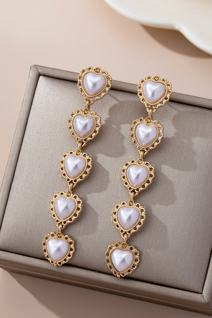Pearl Heart Cascade Drop Earrings | 80E61658