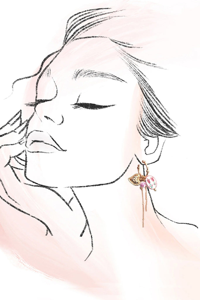 Chinoiserie Floral Charm Hoop Earrings | 80E61660