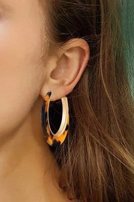 Tortoise Shell Hoop Earrings Set | 40E465