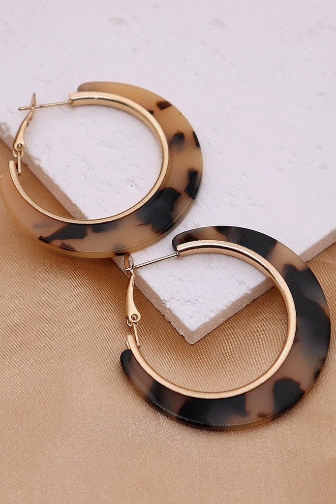 Tortoise Shell Hoop Earrings Set | 40E465