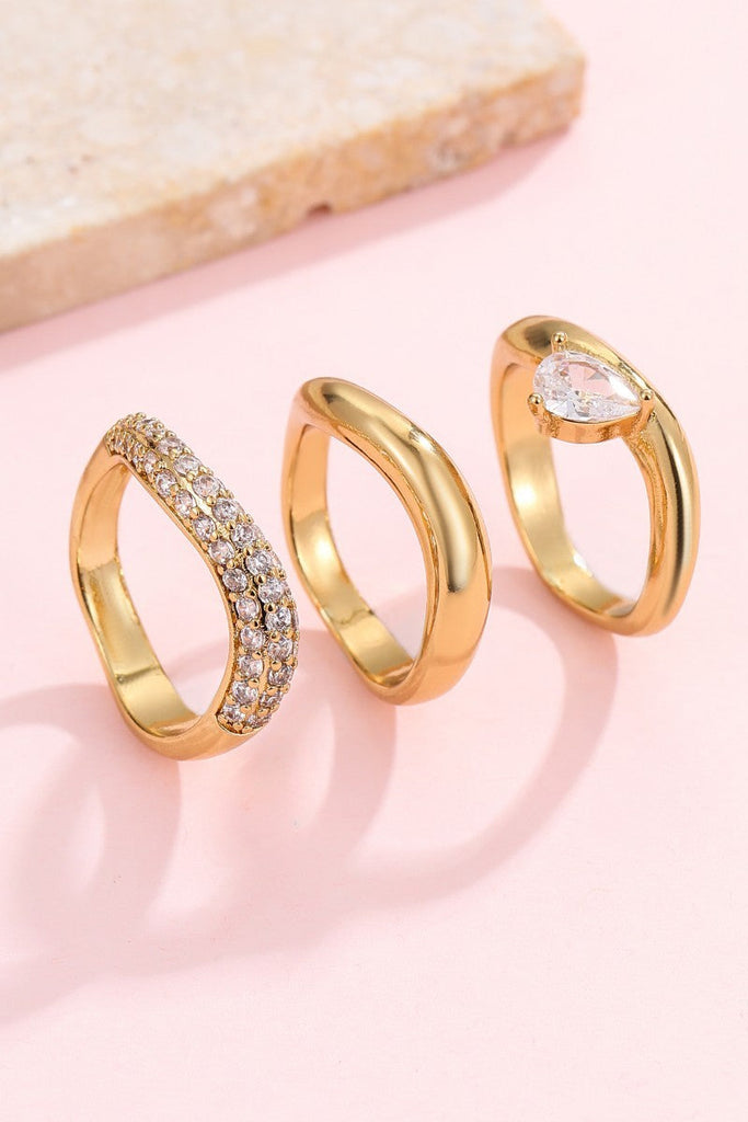 18K STAINLESS STEEL TARNISH FREE RHINESTONE RING SET| 40R141