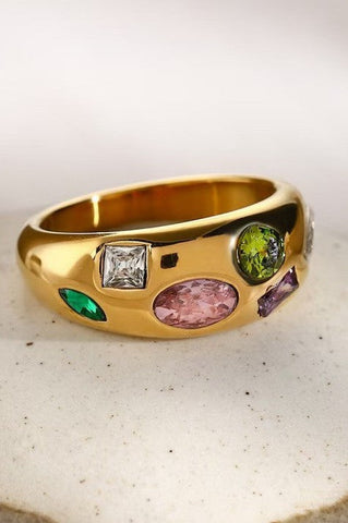 18K STAINLESS STEEL TARNISH FREE RHINESTONE RING | 40R146