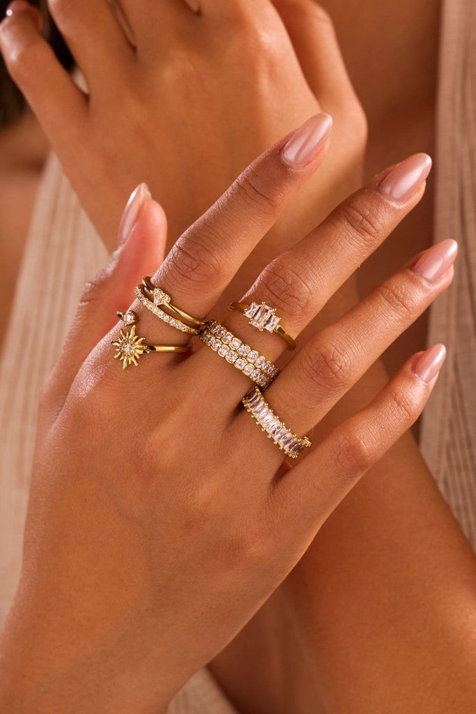 Baguette rhinestone cocktail eternity band Ring | 40R143