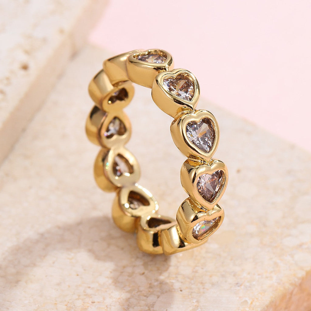 Gold Rhinestone Multi-Shape Eternity Stack Rings | 40R142