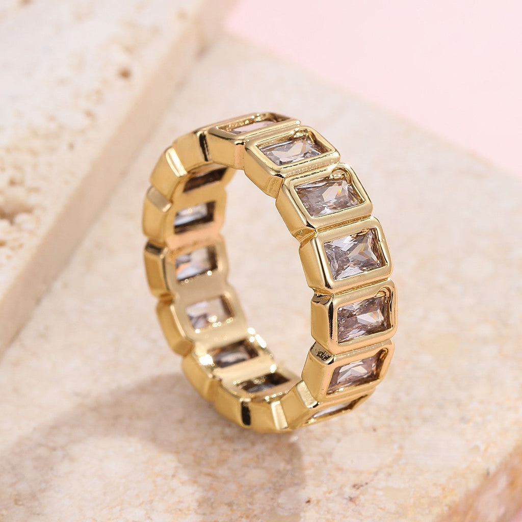 Gold Rhinestone Multi-Shape Eternity Stack Rings | 40R142