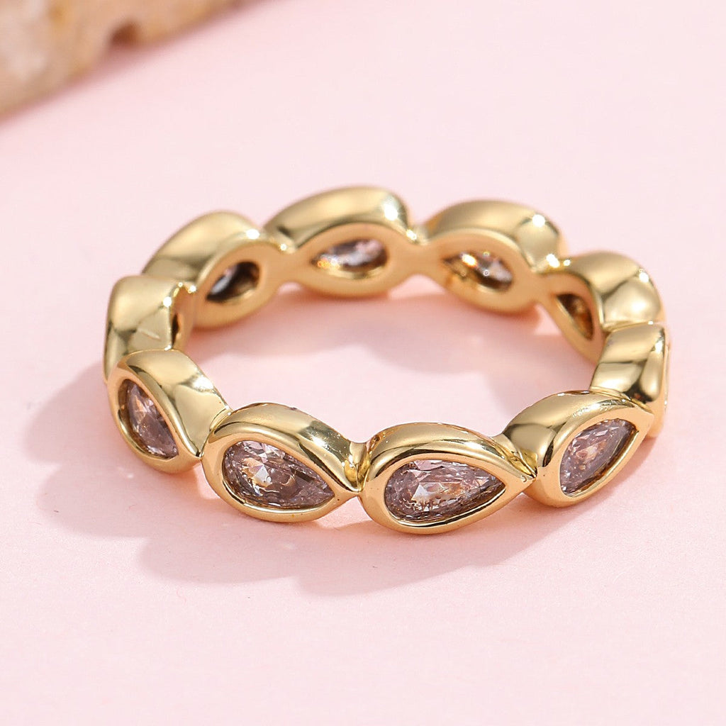 Gold Rhinestone Multi-Shape Eternity Stack Rings | 40R142