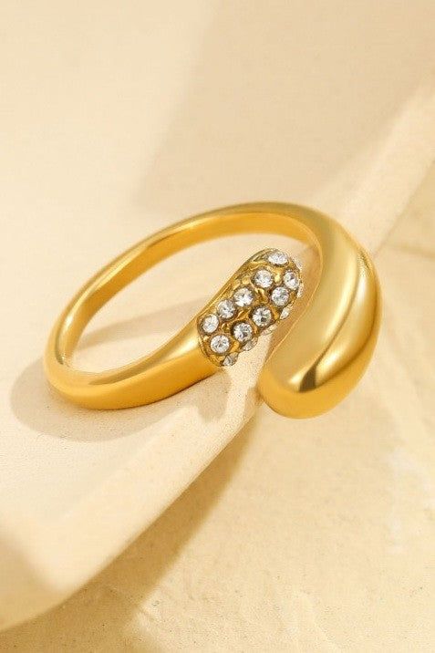 18K STAINLESS STEEL TARNISH FREE RHINESTONE RING | 40R144