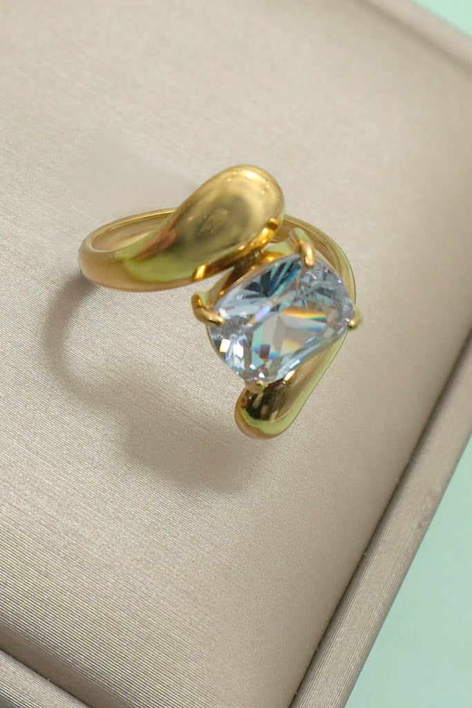 18K STAINLESS STEEL TARNISH FREE RHINESTONE RING | 40R145