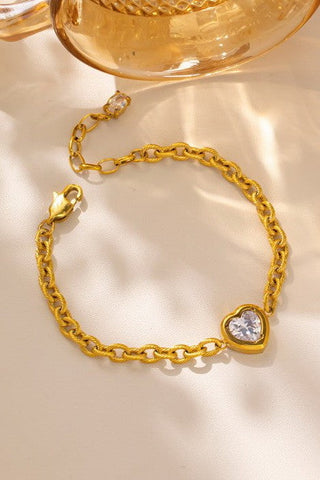 18K STAINLESS STEEL TARNISH FREE HEART BRACELET | 40B5224