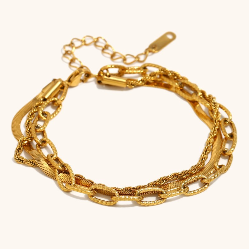 18K STAINLESS STEEL TARNISH FREE LAYERED BRACELET | 40B5225