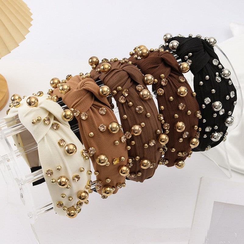 Multi Gold Ball  Rhinestone Knot Headband | 40HB191