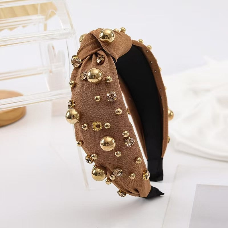 Multi Gold Ball  Rhinestone Knot Headband | 40HB191