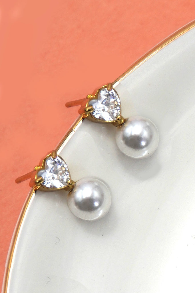 18K STAINLESS STEEL TARNISH FREE HEART EARRINGS | 40E466