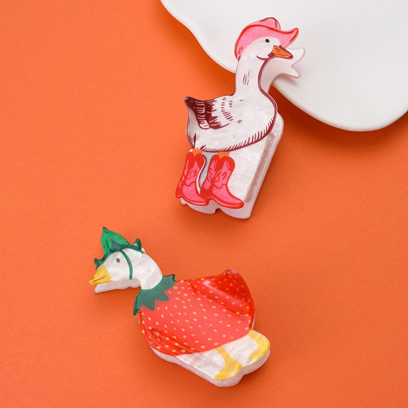 Whimsical Dressed Goose Hair Claw Clips | 40H1251