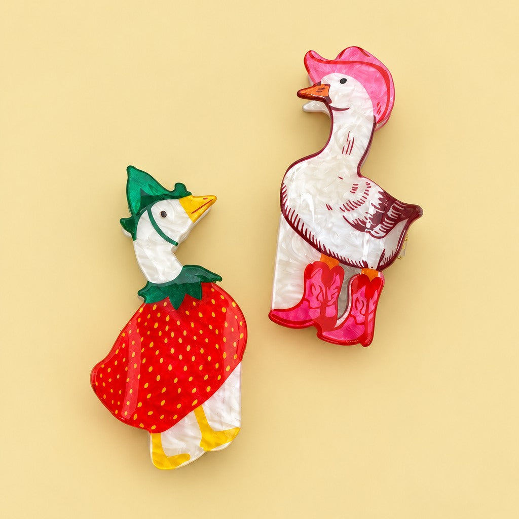 Whimsical Dressed Goose Hair Claw Clips | 40H1251