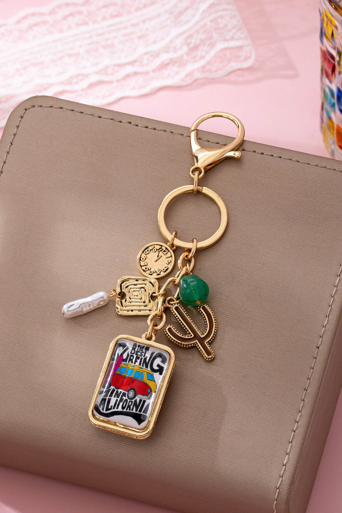 Boho California Surfing Charm Keychain | 80K104