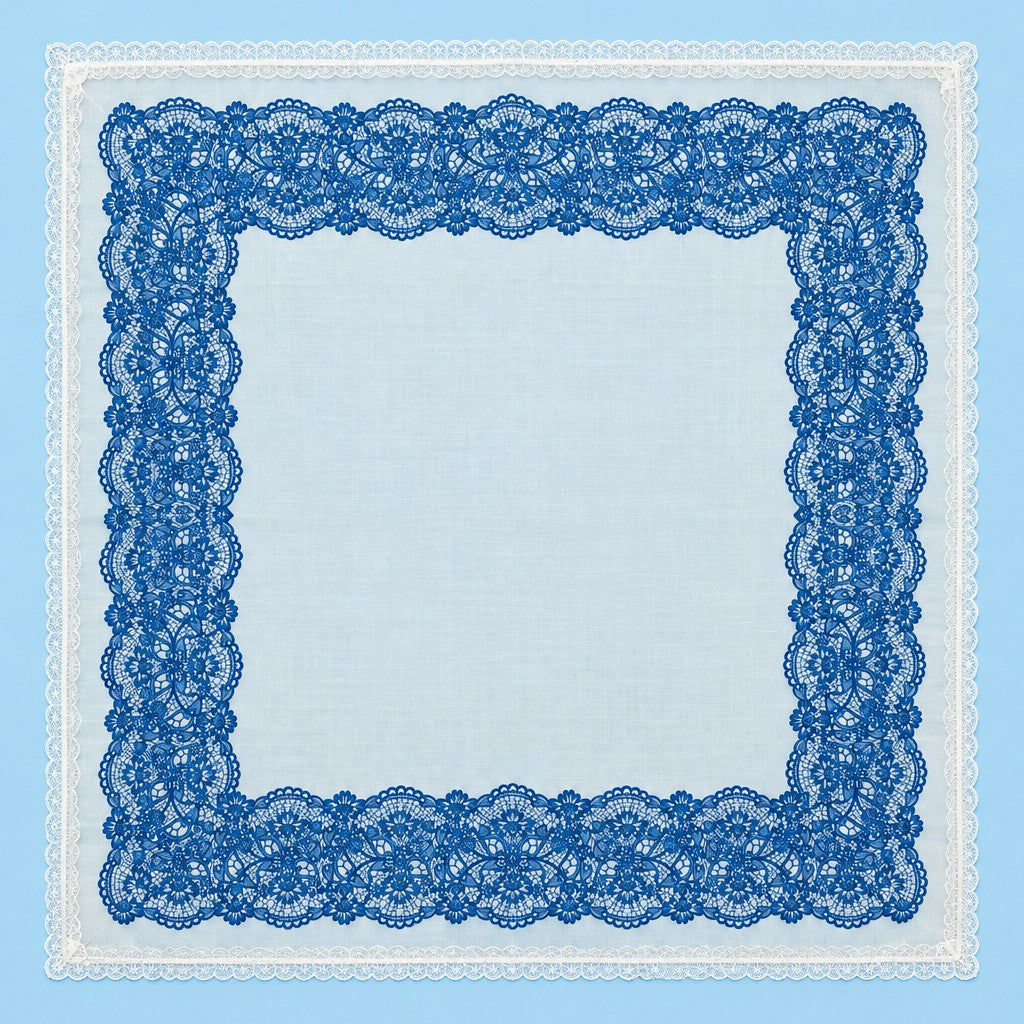 Lace Border Blue Lace-Print Square Scarf | 40SC763