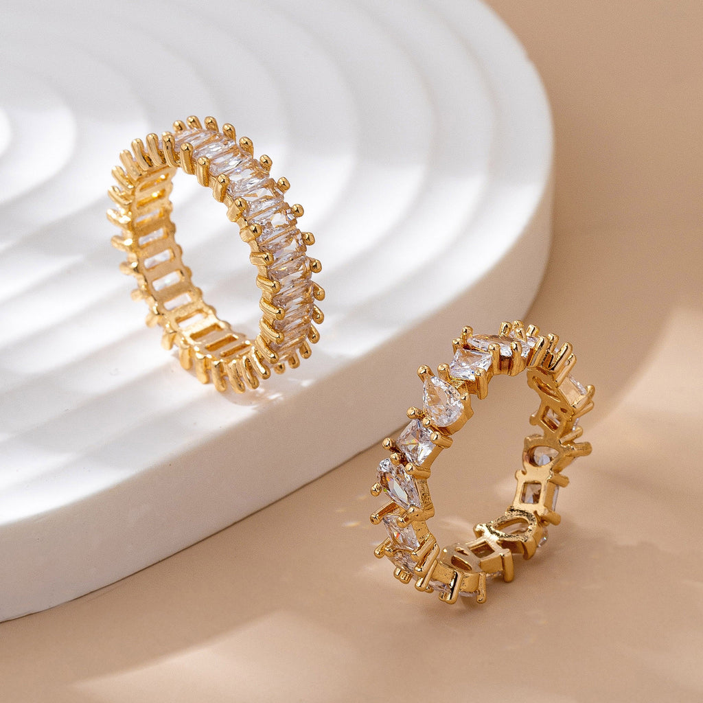 Gold TearDrop Marquise Crystal Eternity Ring | 80R161