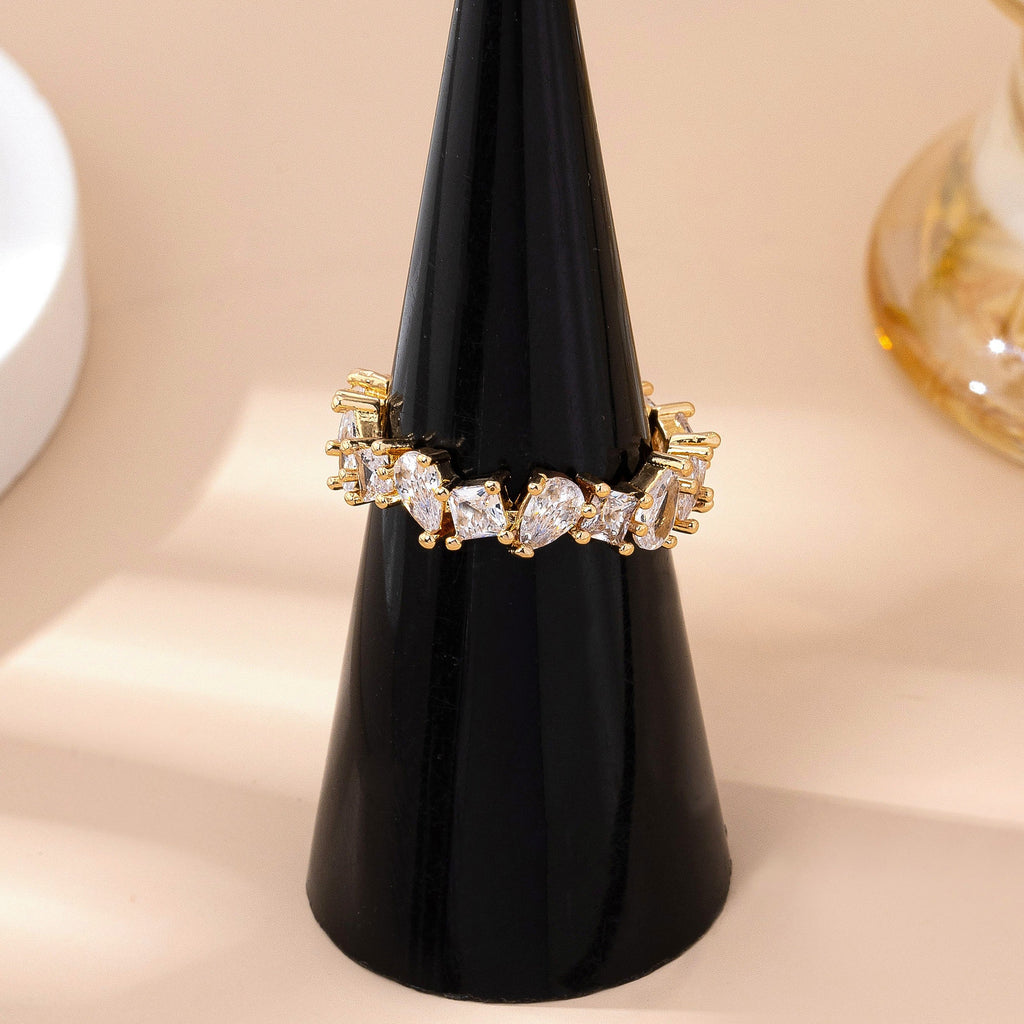 Gold TearDrop Marquise Crystal Eternity Ring | 80R161
