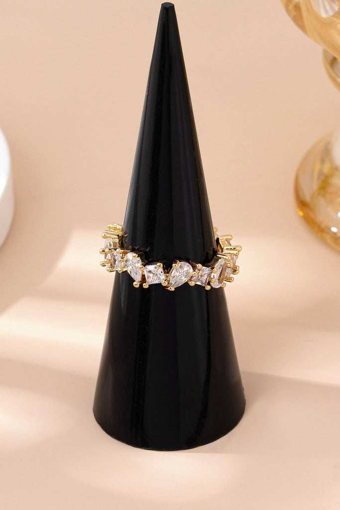 Gold TearDrop Marquise Crystal Eternity Ring | 80R161