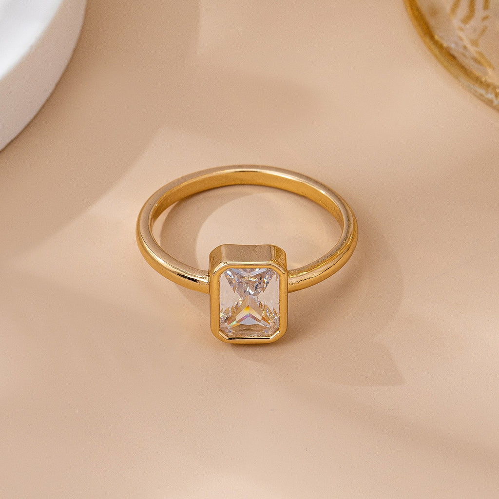 Gold Minimal Crystal Solitaire Bridal Ring | 80R165