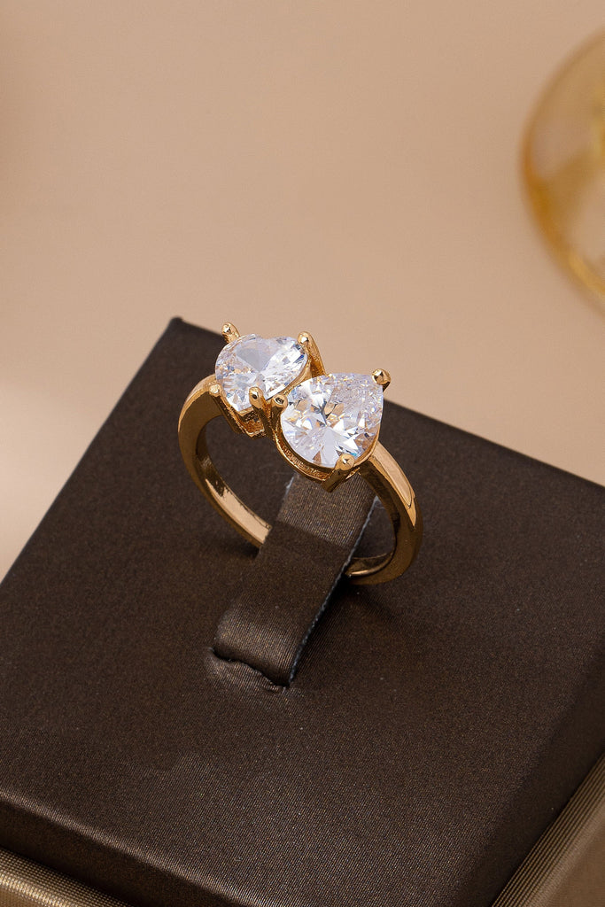 Gold Minimal Crystal Solitaire Bridal Ring | 80R165