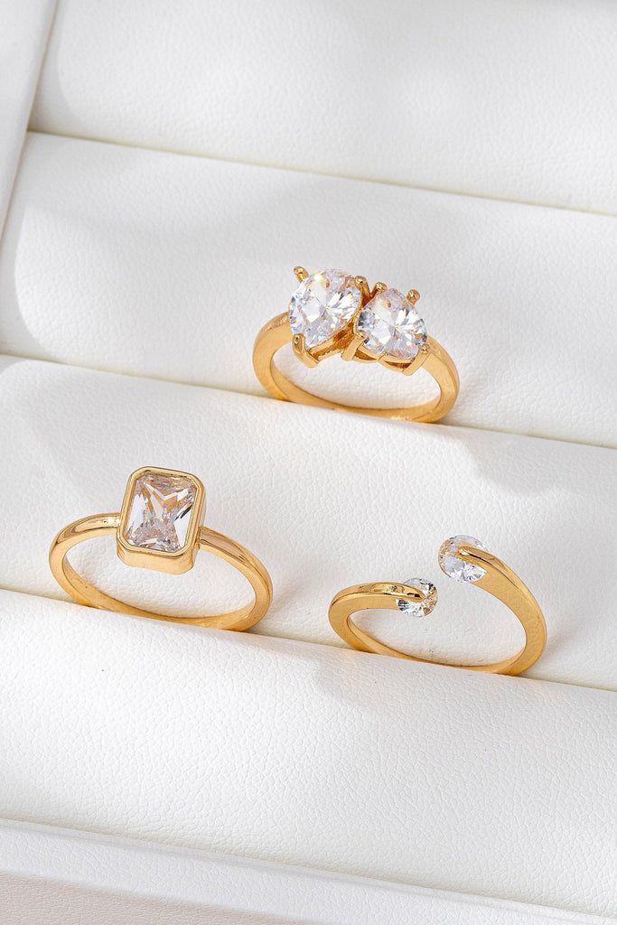 Gold Minimal Crystal Solitaire Bridal Ring | 80R165