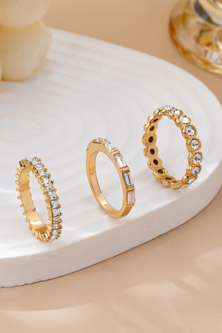 Gold-Tone Triple Crystal Stacking Ring Set | 80R176
