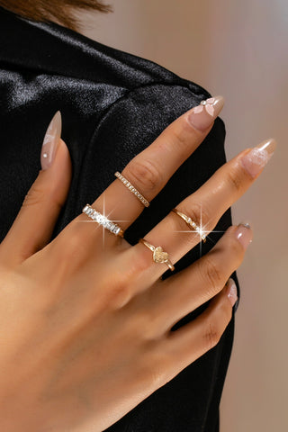 Gold-Tone Mixed Crystal & Pearl Stacking Ring Set | 80R177