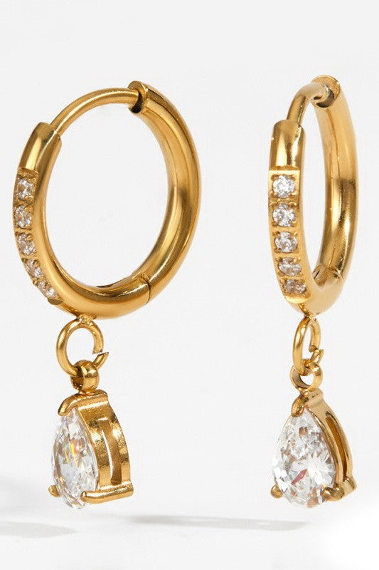 18K STAINLESS STEEL TARNISH FREE CRYSTAL EARRINGS | 40E471