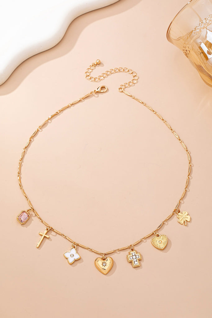 CHARM NECKLACE-crosses hearts flowers clovers | 80N92807