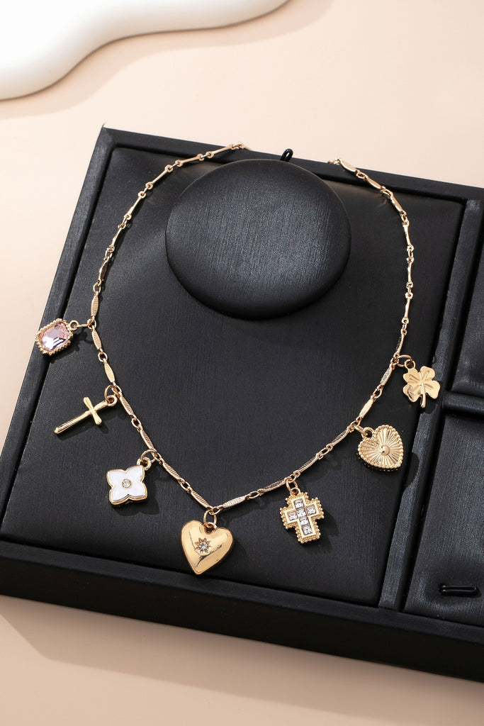 CHARM NECKLACE-crosses hearts flowers clovers | 80N92807