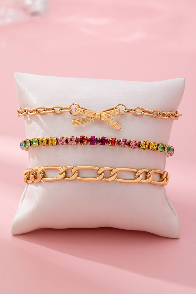 Multi Rainbow Crystals & Mixed Chains Bracelet | 80B1646