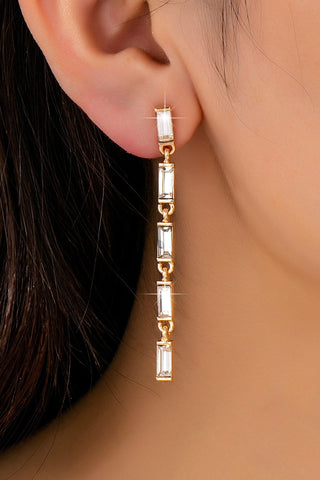 Gold-Tone Baguette Crystal Linear Drop Earrings | 80E61861