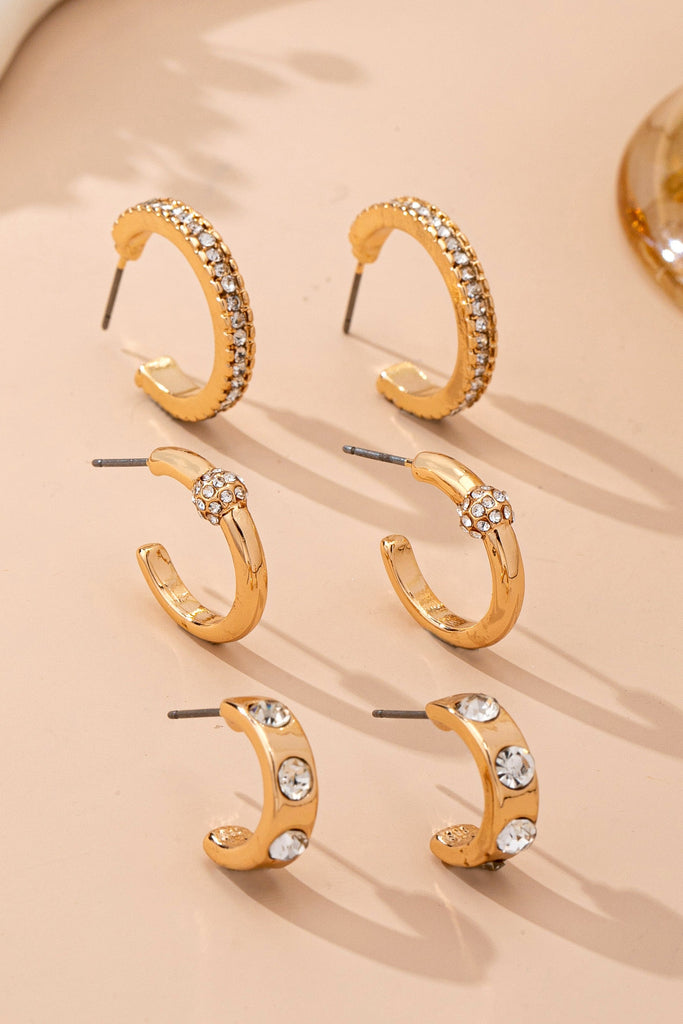 Gold-Tone Crystal Huggie Hoop Earring Set | 80E61880