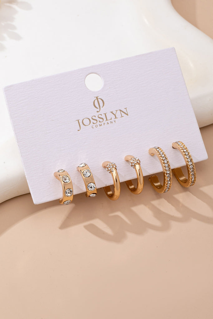 Gold-Tone Crystal Huggie Hoop Earring Set | 80E61880