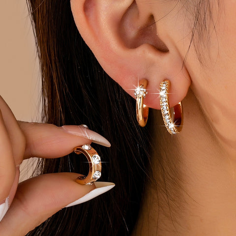 Gold-Tone Crystal Huggie Hoop Earring Set | 80E61880