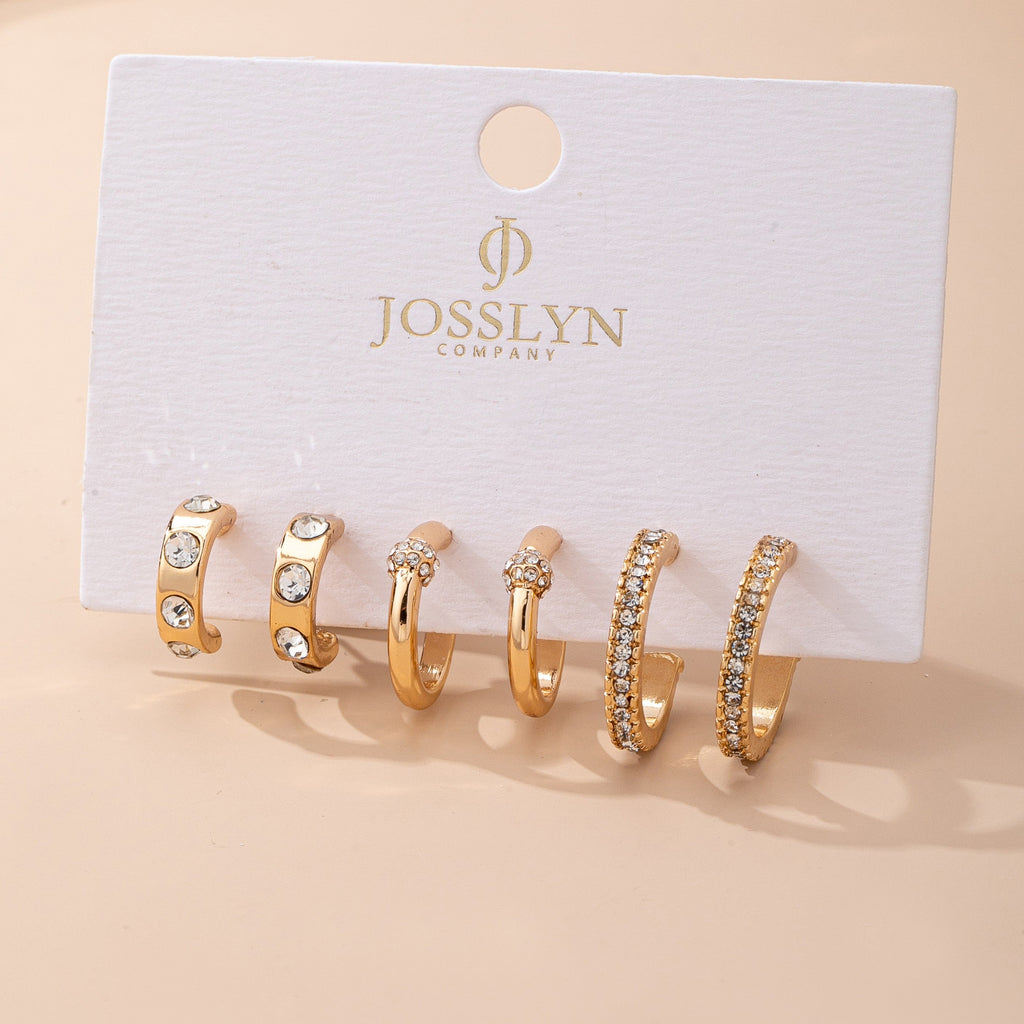Gold-Tone Crystal Huggie Hoop Earring Set | 80E61880