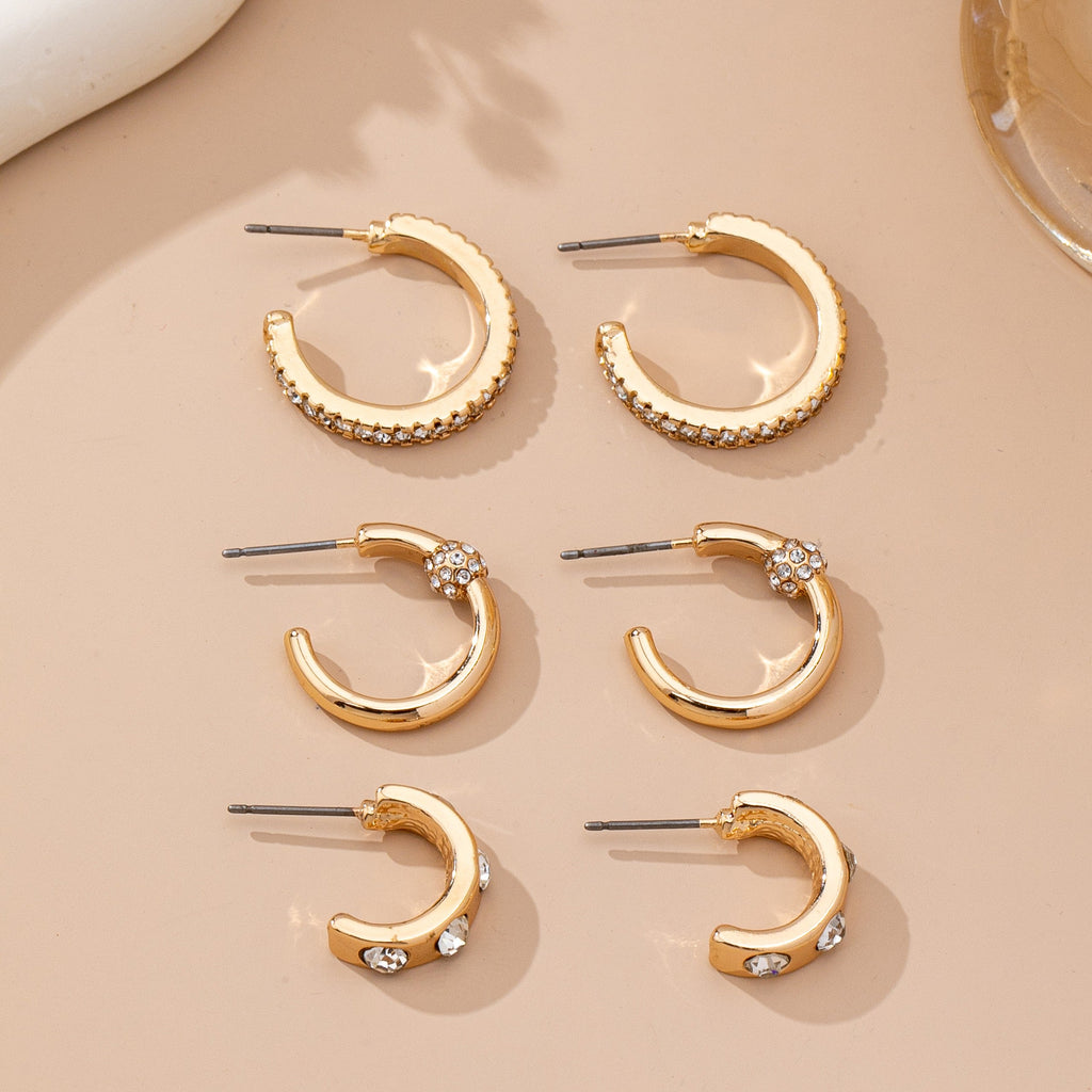 Gold-Tone Crystal Huggie Hoop Earring Set | 80E61880