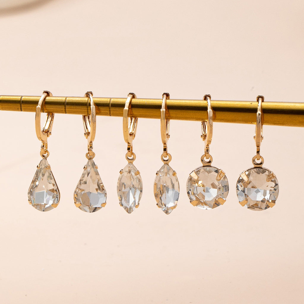 Clear Crystal Drop Huggie Earring Set | 80E61885