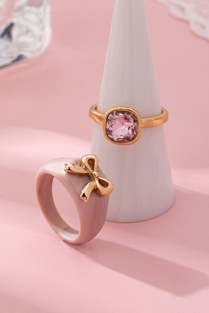 Bow-Accented Pink Gem Ring | 80R207