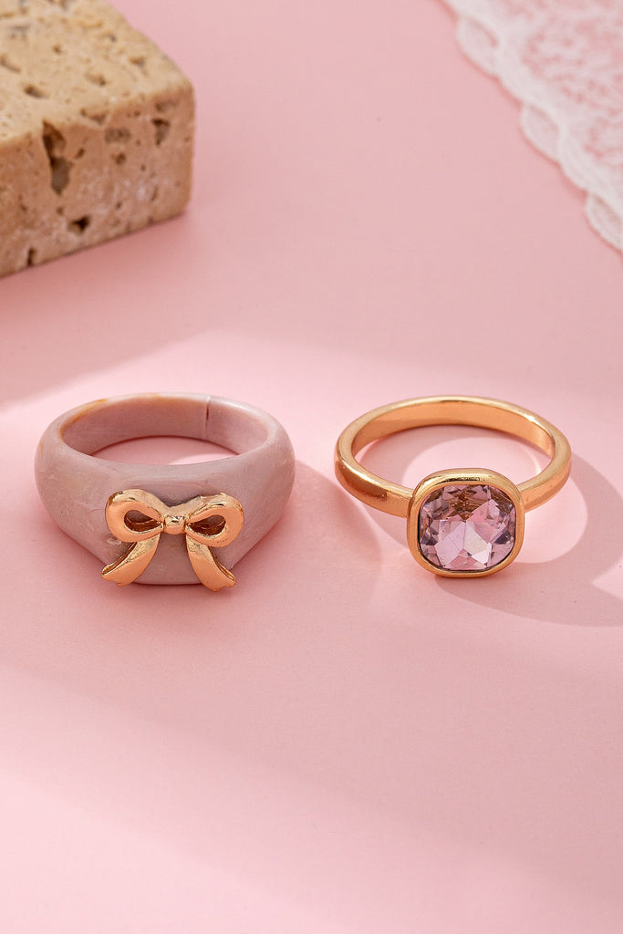 Bow-Accented Pink Gem Ring | 80R207