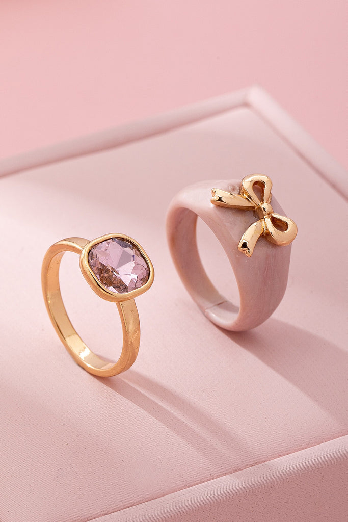 Bow-Accented Pink Gem Ring | 80R207